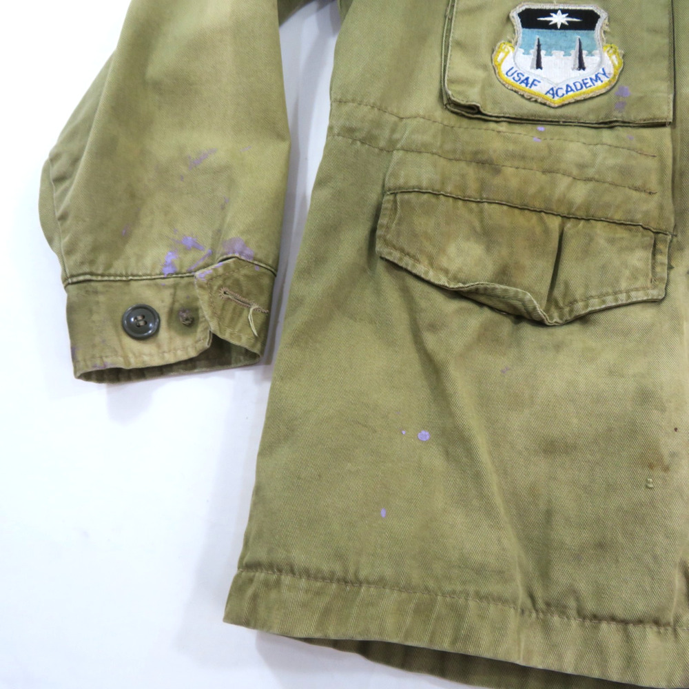 M-52 USAF Green Military Jacket w/Patches SR-71 Sz S-M? Distressed Look Vintage - Picture 5 of 11